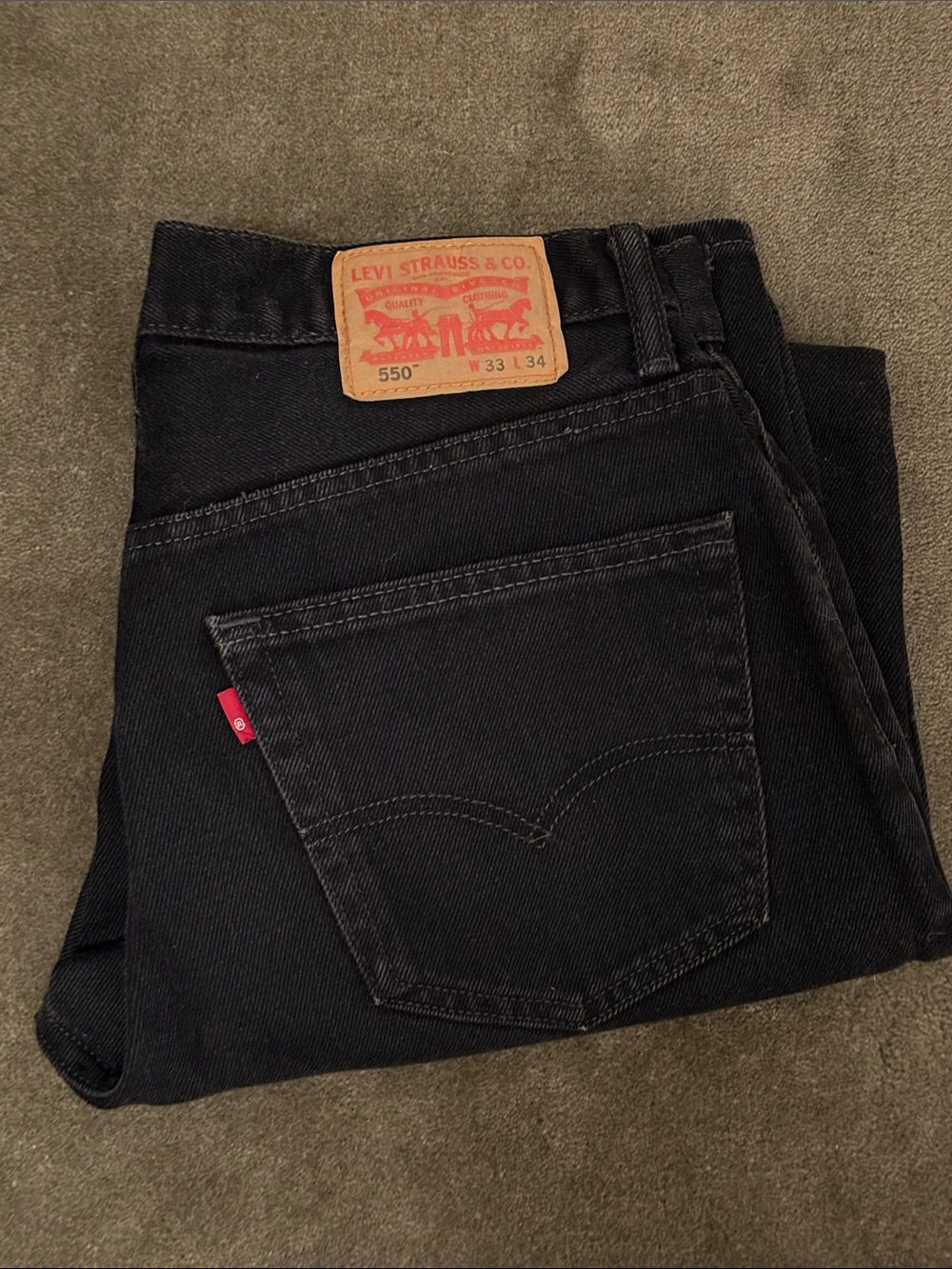 Vintage Levi's Black Men's 550 Bootcut Jeans 33 x 34